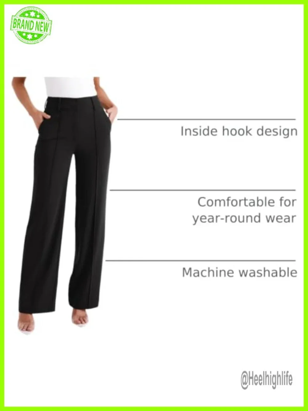 High Waisted Wide Leg Dress Trousers with Pockets